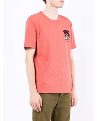 rotes bedrucktes T-Shirt mit einem Rundhalsausschnitt von PS Paul Smith