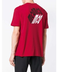 rotes bedrucktes T-Shirt mit einem Rundhalsausschnitt von McQ Alexander McQueen