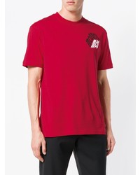 rotes bedrucktes T-Shirt mit einem Rundhalsausschnitt von McQ Alexander McQueen