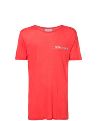 rotes bedrucktes T-Shirt mit einem Rundhalsausschnitt von Chin Mens