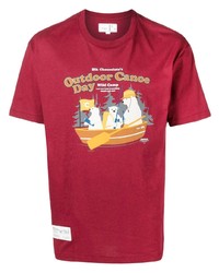 rotes bedrucktes T-Shirt mit einem Rundhalsausschnitt von Chocoolate