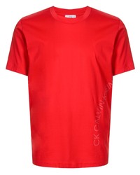 rotes bedrucktes T-Shirt mit einem Rundhalsausschnitt von CK Calvin Klein