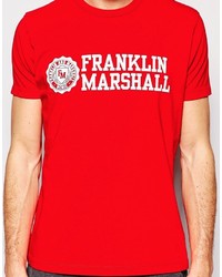 rotes bedrucktes T-Shirt mit einem Rundhalsausschnitt von Franklin & Marshall