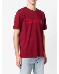 rotes bedrucktes T-Shirt mit einem Rundhalsausschnitt von CK Calvin Klein