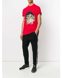 rotes bedrucktes T-Shirt mit einem Rundhalsausschnitt von Y-3