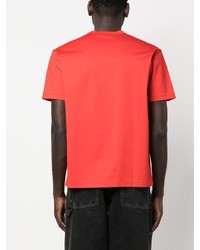 rotes bedrucktes T-Shirt mit einem Rundhalsausschnitt von Junya Watanabe MAN