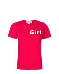 rotes bedrucktes T-Shirt mit einem Rundhalsausschnitt von Comme Des Garçons Girl
