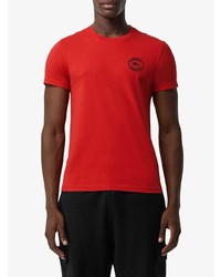 rotes bedrucktes T-Shirt mit einem Rundhalsausschnitt von Burberry