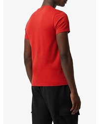 rotes bedrucktes T-Shirt mit einem Rundhalsausschnitt von Burberry