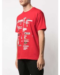 rotes bedrucktes T-Shirt mit einem Rundhalsausschnitt von Supreme