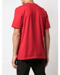 rotes bedrucktes T-Shirt mit einem Rundhalsausschnitt von Supreme