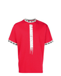 rotes bedrucktes T-Shirt mit einem Rundhalsausschnitt von Damir Doma