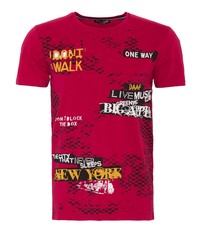 rotes bedrucktes T-Shirt mit einem Rundhalsausschnitt von DANIEL DAAF