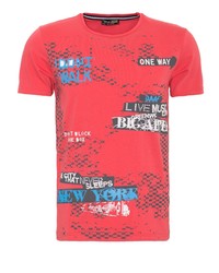 rotes bedrucktes T-Shirt mit einem Rundhalsausschnitt von DANIEL DAAF