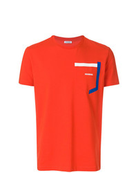 rotes bedrucktes T-Shirt mit einem Rundhalsausschnitt von Dirk Bikkembergs