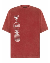 rotes bedrucktes T-Shirt mit einem Rundhalsausschnitt von Dolce & Gabbana