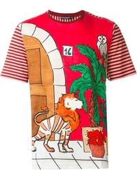 rotes bedrucktes T-Shirt mit einem Rundhalsausschnitt von Dolce & Gabbana