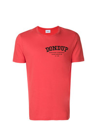 rotes bedrucktes T-Shirt mit einem Rundhalsausschnitt von Dondup