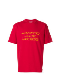 rotes bedrucktes T-Shirt mit einem Rundhalsausschnitt von Drôle De Monsieur