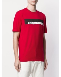 rotes bedrucktes T-Shirt mit einem Rundhalsausschnitt von DSQUARED2