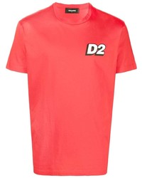 rotes bedrucktes T-Shirt mit einem Rundhalsausschnitt von DSQUARED2