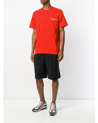 rotes bedrucktes T-Shirt mit einem Rundhalsausschnitt von MSGM