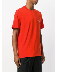 rotes bedrucktes T-Shirt mit einem Rundhalsausschnitt von MSGM