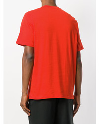 rotes bedrucktes T-Shirt mit einem Rundhalsausschnitt von MSGM