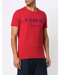 rotes bedrucktes T-Shirt mit einem Rundhalsausschnitt von Iceberg