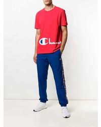 rotes bedrucktes T-Shirt mit einem Rundhalsausschnitt von Champion