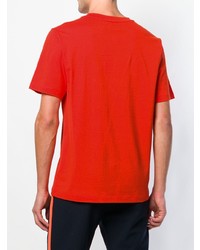 rotes bedrucktes T-Shirt mit einem Rundhalsausschnitt von Calvin Klein Jeans