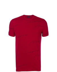 rotes bedrucktes T-Shirt mit einem Rundhalsausschnitt von Emporio Armani