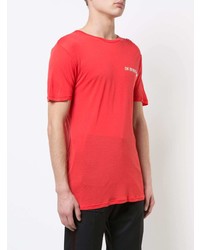 rotes bedrucktes T-Shirt mit einem Rundhalsausschnitt von Chin Mens