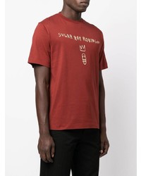 rotes bedrucktes T-Shirt mit einem Rundhalsausschnitt von Études