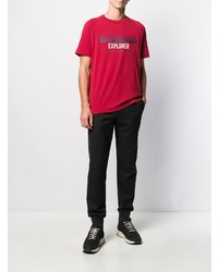 rotes bedrucktes T-Shirt mit einem Rundhalsausschnitt von Napapijri