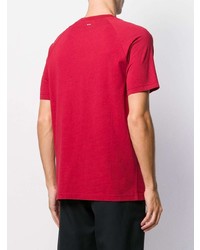 rotes bedrucktes T-Shirt mit einem Rundhalsausschnitt von Napapijri