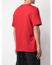 rotes bedrucktes T-Shirt mit einem Rundhalsausschnitt von Supreme