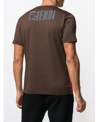 rotes bedrucktes T-Shirt mit einem Rundhalsausschnitt von Fendi