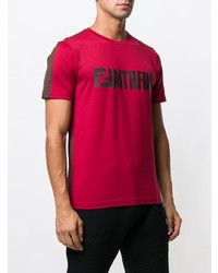 rotes bedrucktes T-Shirt mit einem Rundhalsausschnitt von Fendi