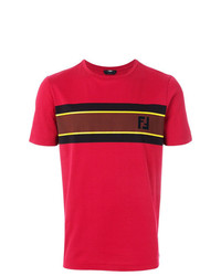 rotes bedrucktes T-Shirt mit einem Rundhalsausschnitt von Fendi