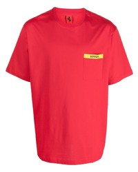 rotes bedrucktes T-Shirt mit einem Rundhalsausschnitt von Ferrari