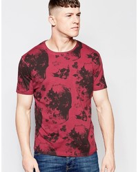rotes bedrucktes T-Shirt mit einem Rundhalsausschnitt von Firetrap