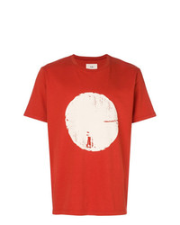 rotes bedrucktes T-Shirt mit einem Rundhalsausschnitt von Folk