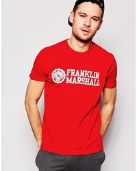 rotes bedrucktes T-Shirt mit einem Rundhalsausschnitt von Franklin & Marshall