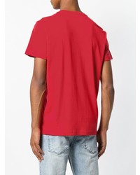 rotes bedrucktes T-Shirt mit einem Rundhalsausschnitt von Diesel