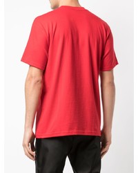 rotes bedrucktes T-Shirt mit einem Rundhalsausschnitt von Supreme