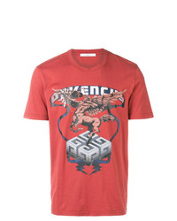 rotes bedrucktes T-Shirt mit einem Rundhalsausschnitt von Givenchy