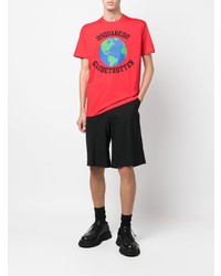 rotes bedrucktes T-Shirt mit einem Rundhalsausschnitt von DSQUARED2