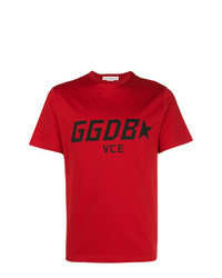 rotes bedrucktes T-Shirt mit einem Rundhalsausschnitt von Golden Goose Deluxe Brand