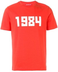 rotes bedrucktes T-Shirt mit einem Rundhalsausschnitt von Gosha Rubchinskiy X Camper